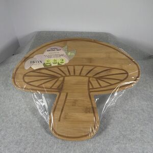 BKLYN Steel Co Bamboo Mushroom Serving Tray Charcuterie Board Platter New